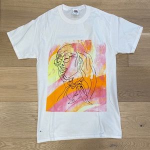 Screen printed tshirt with girl and bright colors